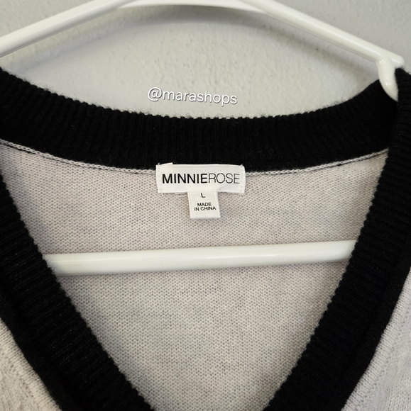 Minnie Rose V-neck Elbow Heart Cashmere Sweater - Picture 2 of 5